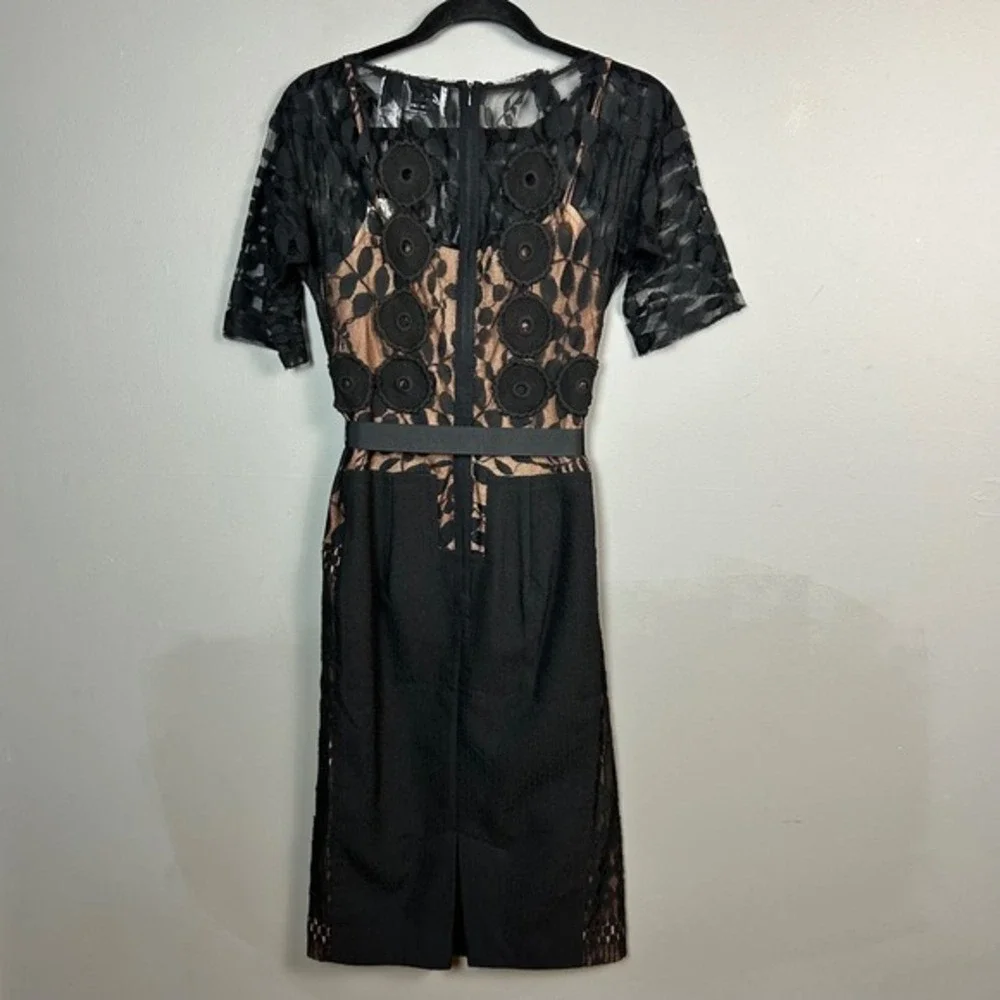 Bequile Byron‎ Lars Anthropologie Dress Size 4 Black Lace Sheath Cocktail Retro - Picture 6 of 11